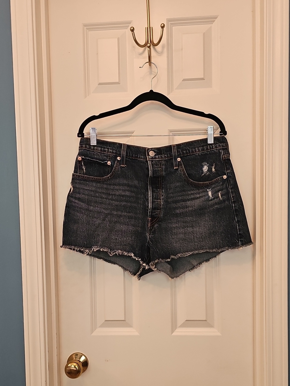 Levi's 501 Blackened Dark Wash Cutoff Jean Shorts
